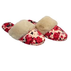 Victoria Secret a Pink Rose Floral Slippers Size |‎ M
